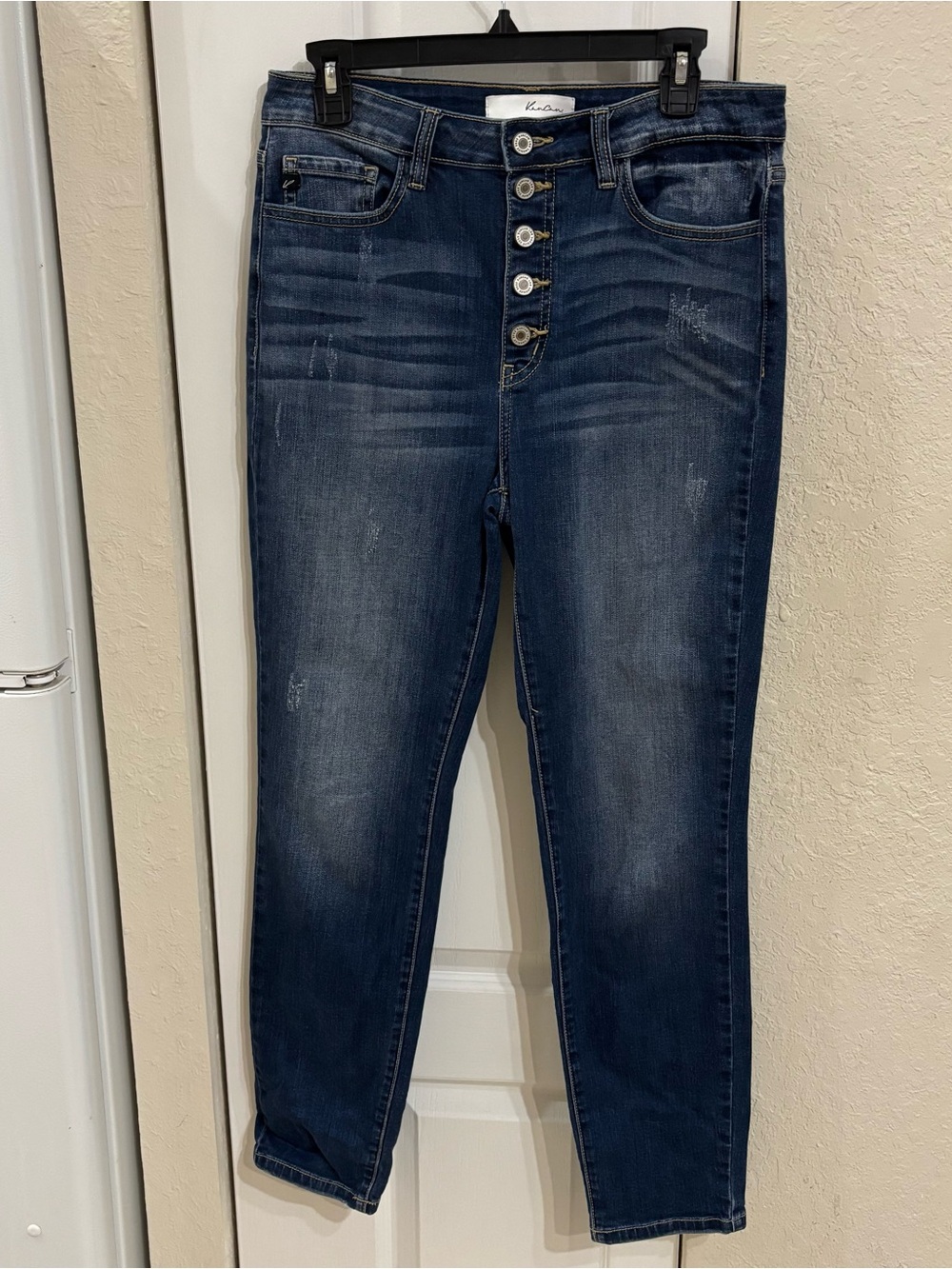 KanCan Dark Blue High-Rise Button-Fly Jeans
